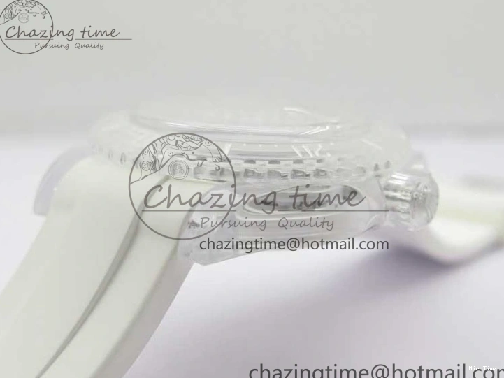 MiroTime 0123 Submariner Phantomlab Transparent KZF Best Edition Blue Fruit Dial on White Rubber Strap VR Classic 2563